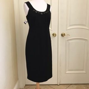 NWT  Nine West black cocktail dress with large black jewel details
